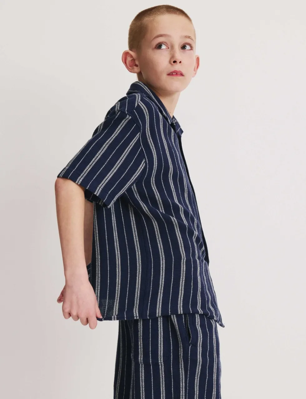 Pure Cotton Textured Stripe Shirt (6-16 Yrs)