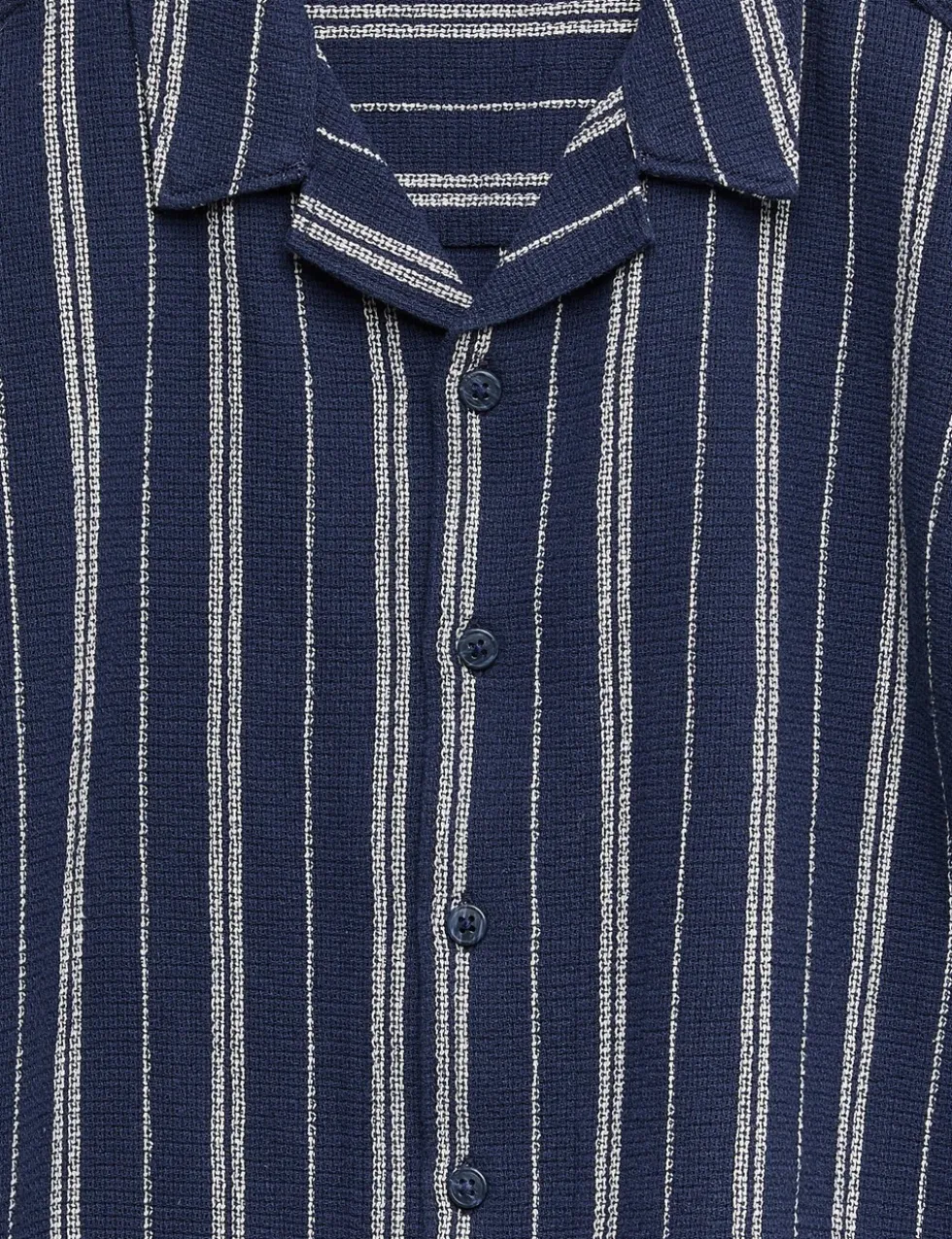 Pure Cotton Textured Stripe Shirt (6-16 Yrs)