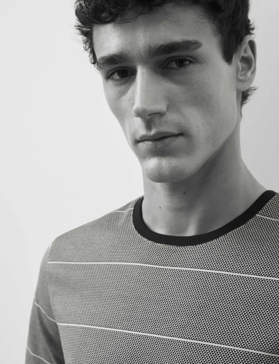 Pure Cotton Textured Striped T-Shirt