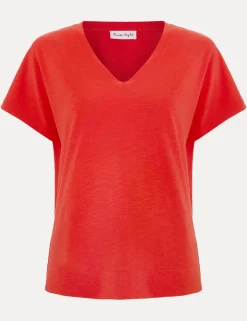 Pure Cotton Textured V-Neck T-Shirt