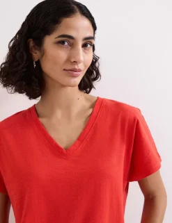 Pure Cotton Textured V-Neck T-Shirt