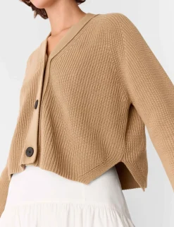 Pure Cotton Textured V-Neck Cardigan