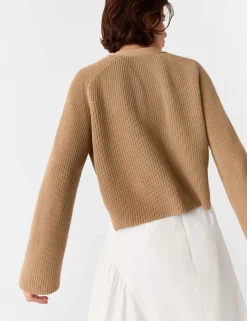 Pure Cotton Textured V-Neck Cardigan