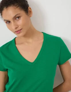 Pure Cotton Textured V-Neck T-Shirt