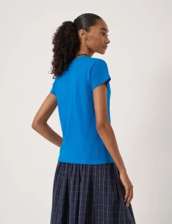 Pure Cotton Textured V-Neck T-Shirt