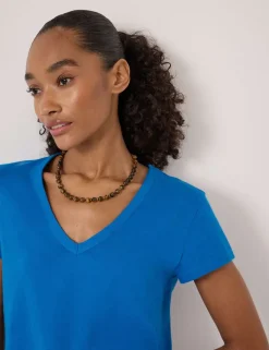 Pure Cotton Textured V-Neck T-Shirt