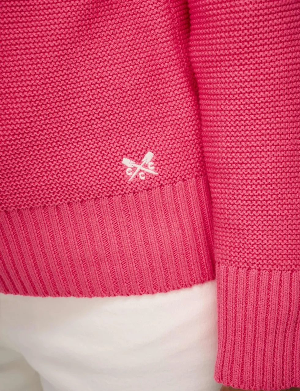 Pure Cotton Textured V-Neck Jumper