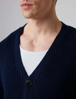 Pure Cotton Textured V-Neck Cardigan