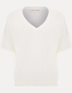 Pure Cotton Textured V-Neck Jumper