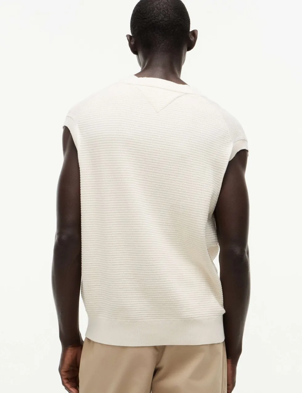 Pure Cotton Textured V-Neck Knitted Vest