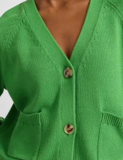 Pure Cotton Textured V-Neck Cardigan