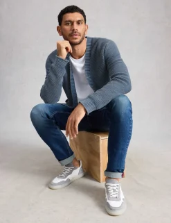 Pure Cotton Textured V-Neck Cardigan