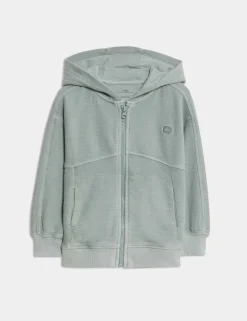 Pure Cotton Textured Zip Hoodie (2-8 Yrs)