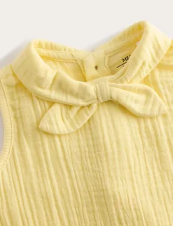 Pure Cotton Tie Collar Romper (0-3 Yrs)