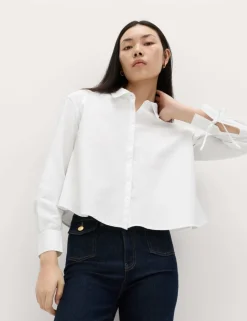 Pure Cotton Tie Cuff Swing Shirt