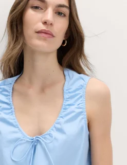 Pure Cotton Tie Detail Mini Tiered Dress