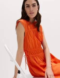 Pure Cotton Tie Detail Mini Waisted Dress