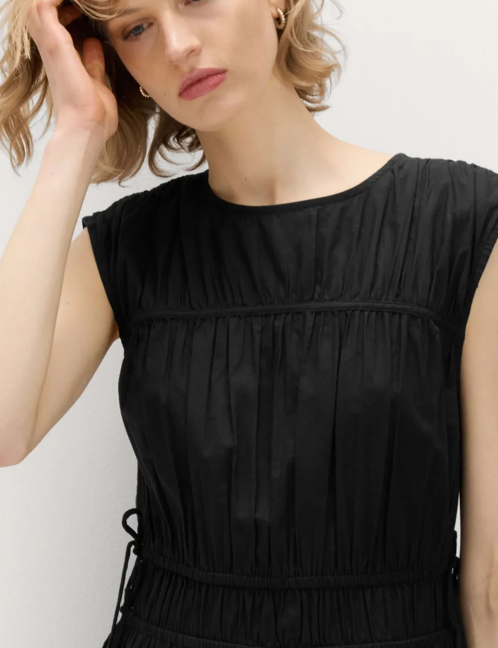 Pure Cotton Tie Detail Mini Waisted Dress