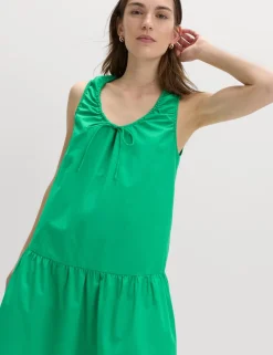 Pure Cotton Tie Detail Midi Tiered Dress