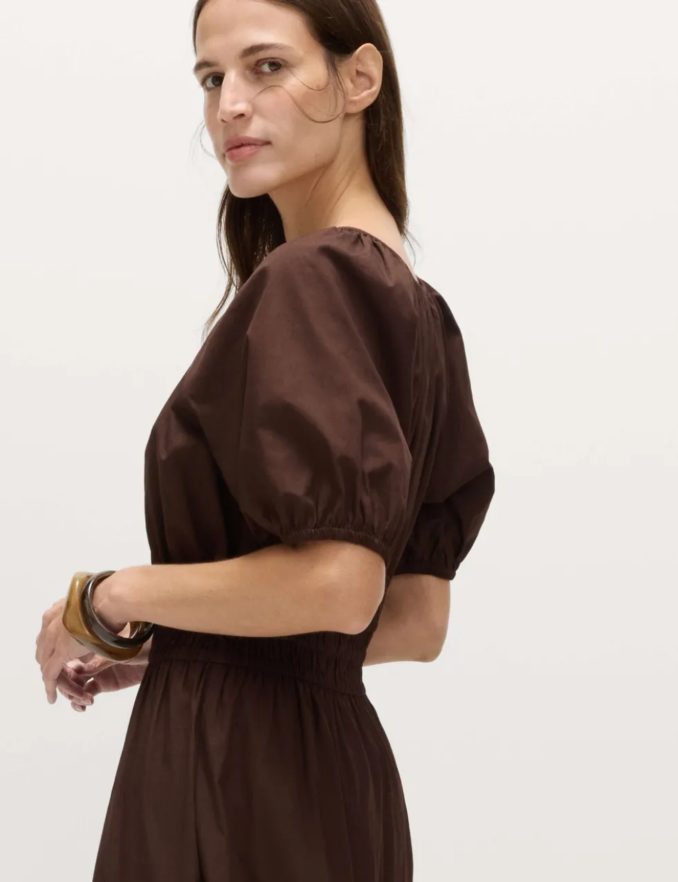 Pure Cotton Tie Detail Midaxi Waisted Dress