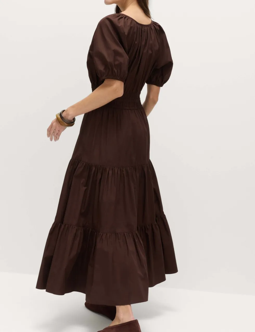 Pure Cotton Tie Detail Midaxi Waisted Dress