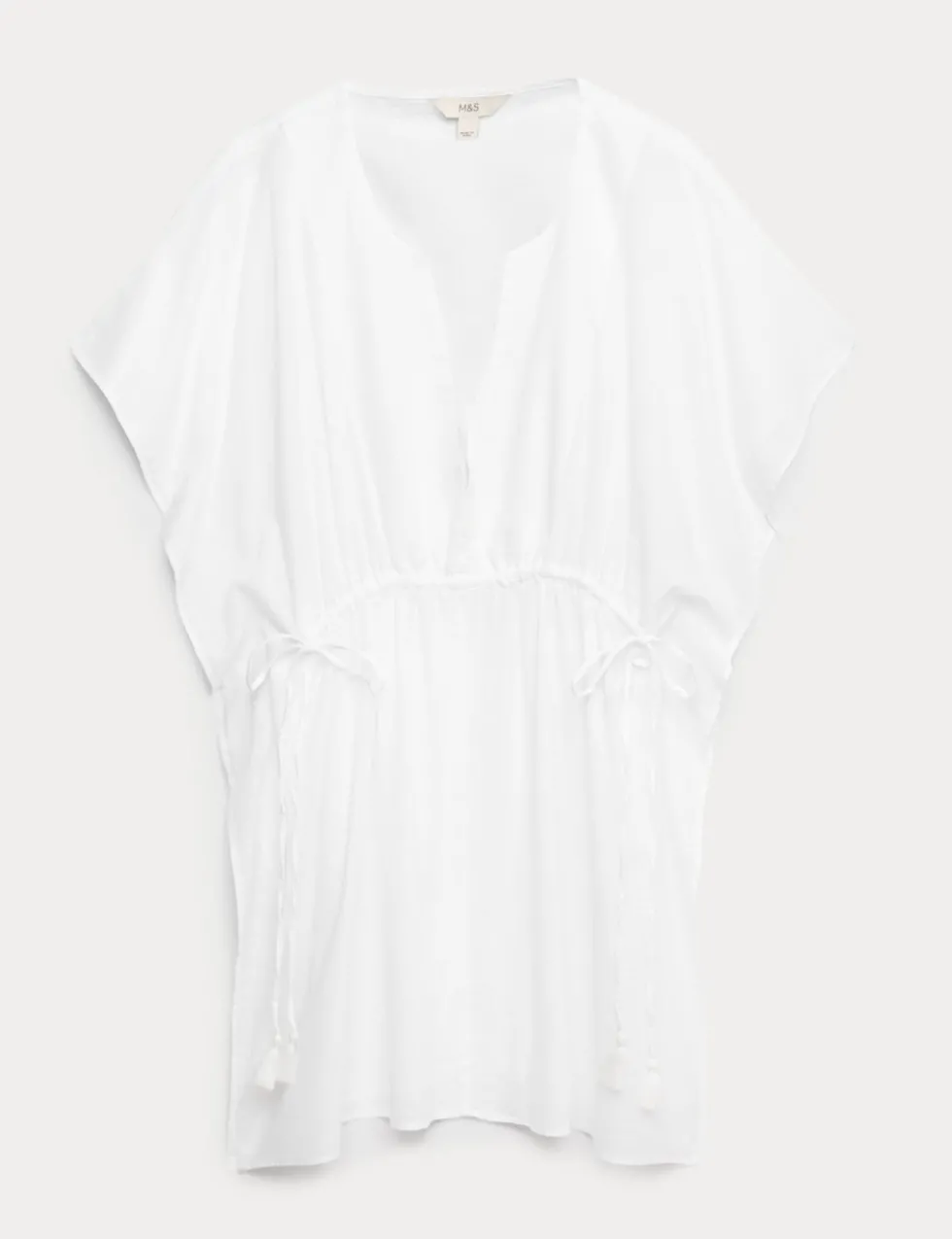 Pure Cotton Tie Detail Mini Kaftan Dress