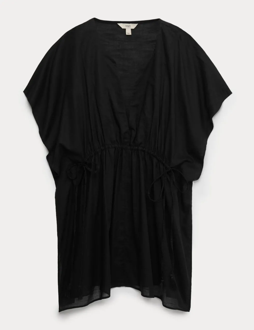 Pure Cotton Tie Detail Mini Kaftan Dress
