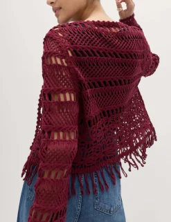 Pure Cotton Tie Fastening Cropped Cardigan