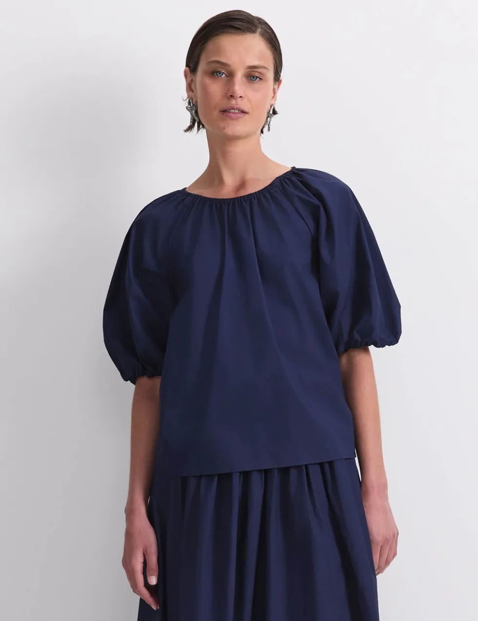 Pure Cotton Tie Neck Blouse