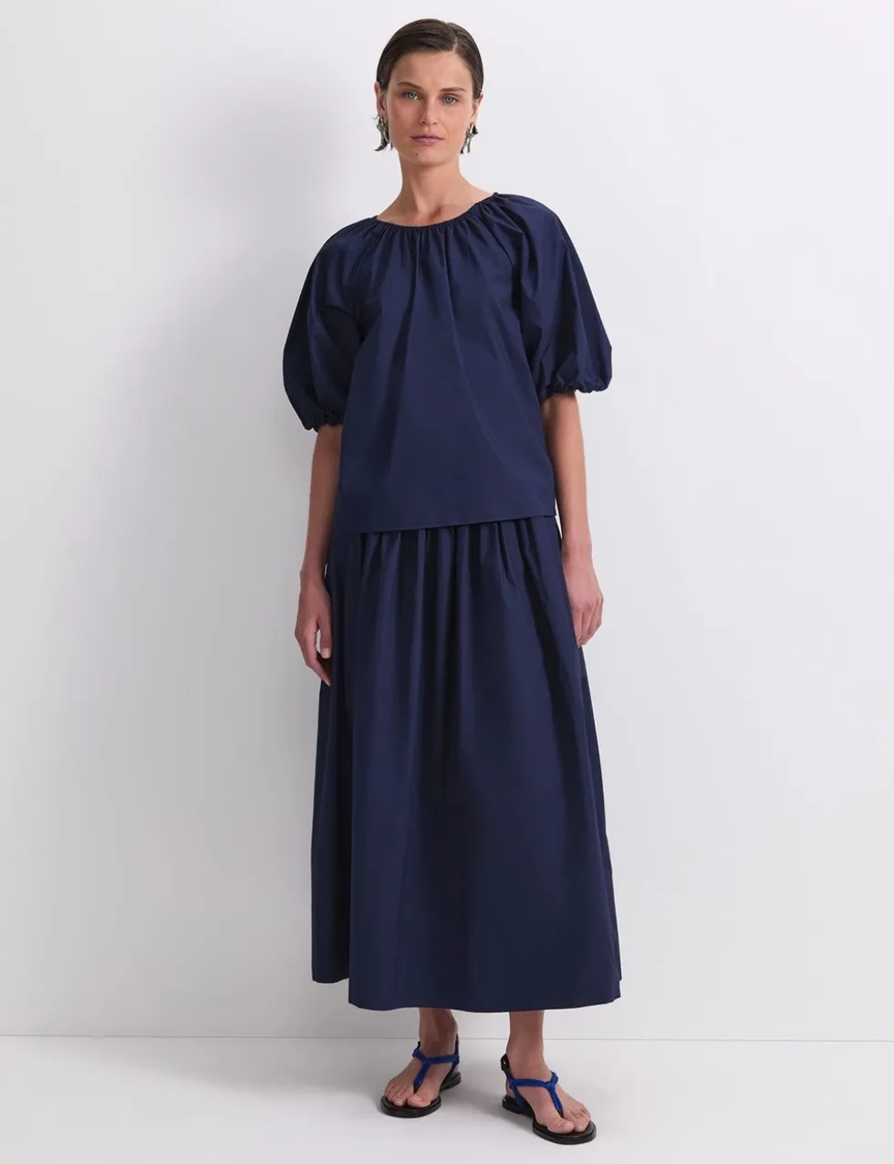 Pure Cotton Tie Neck Blouse