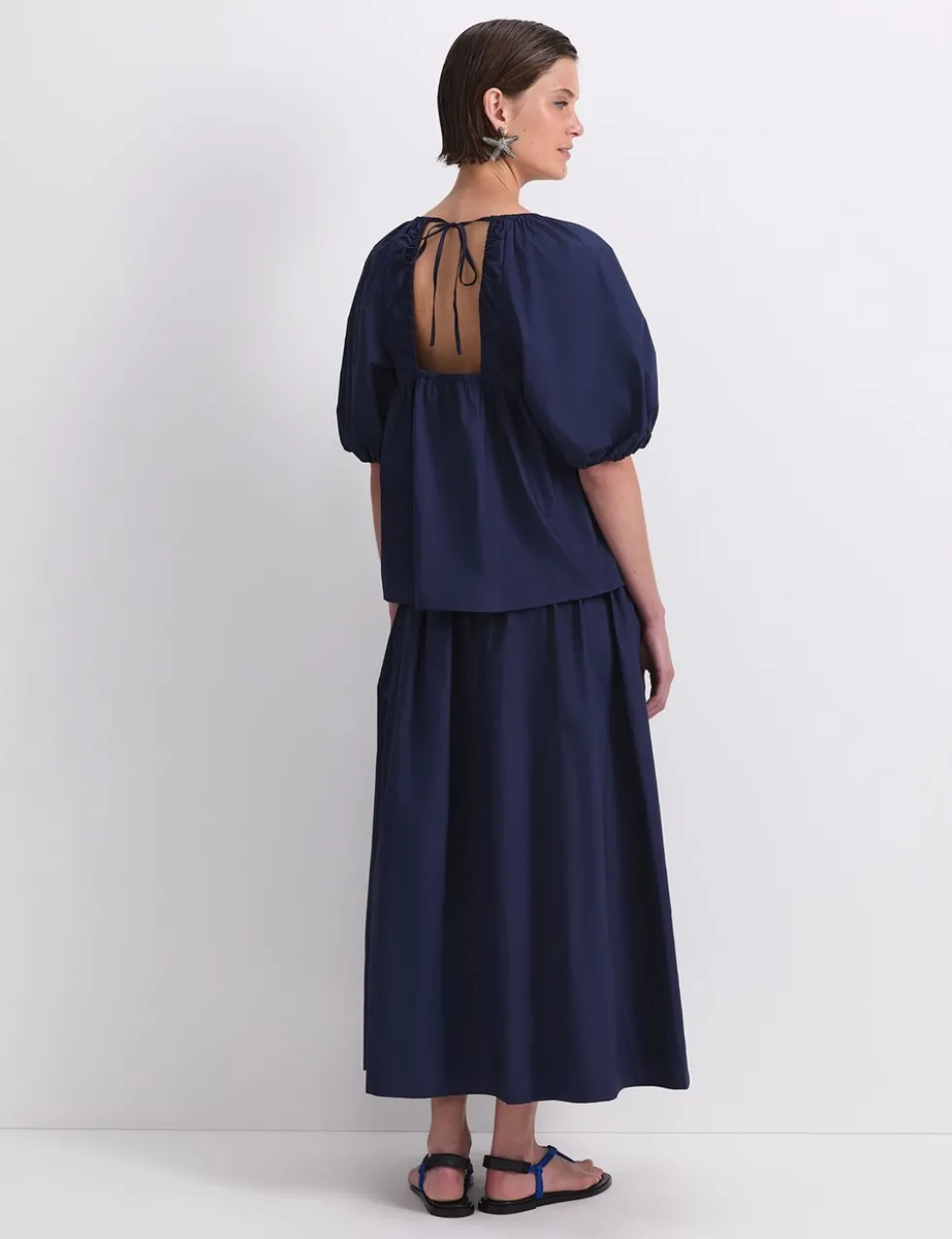 Pure Cotton Tie Neck Blouse