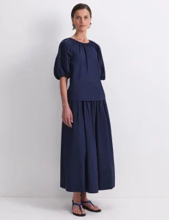 Pure Cotton Tie Neck Blouse