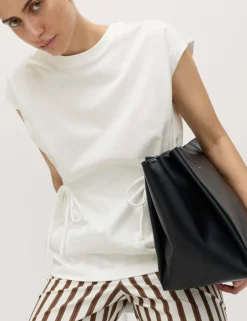 Pure Cotton Tie Waist Oversized T-Shirt