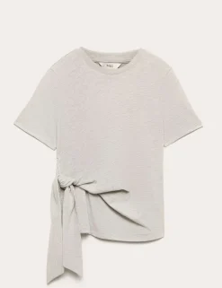 Pure Cotton Tie Waist T-Shirt