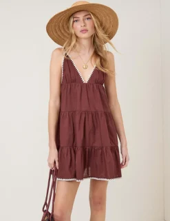 Pure Cotton Tiered Mini Smock Beach Dress
