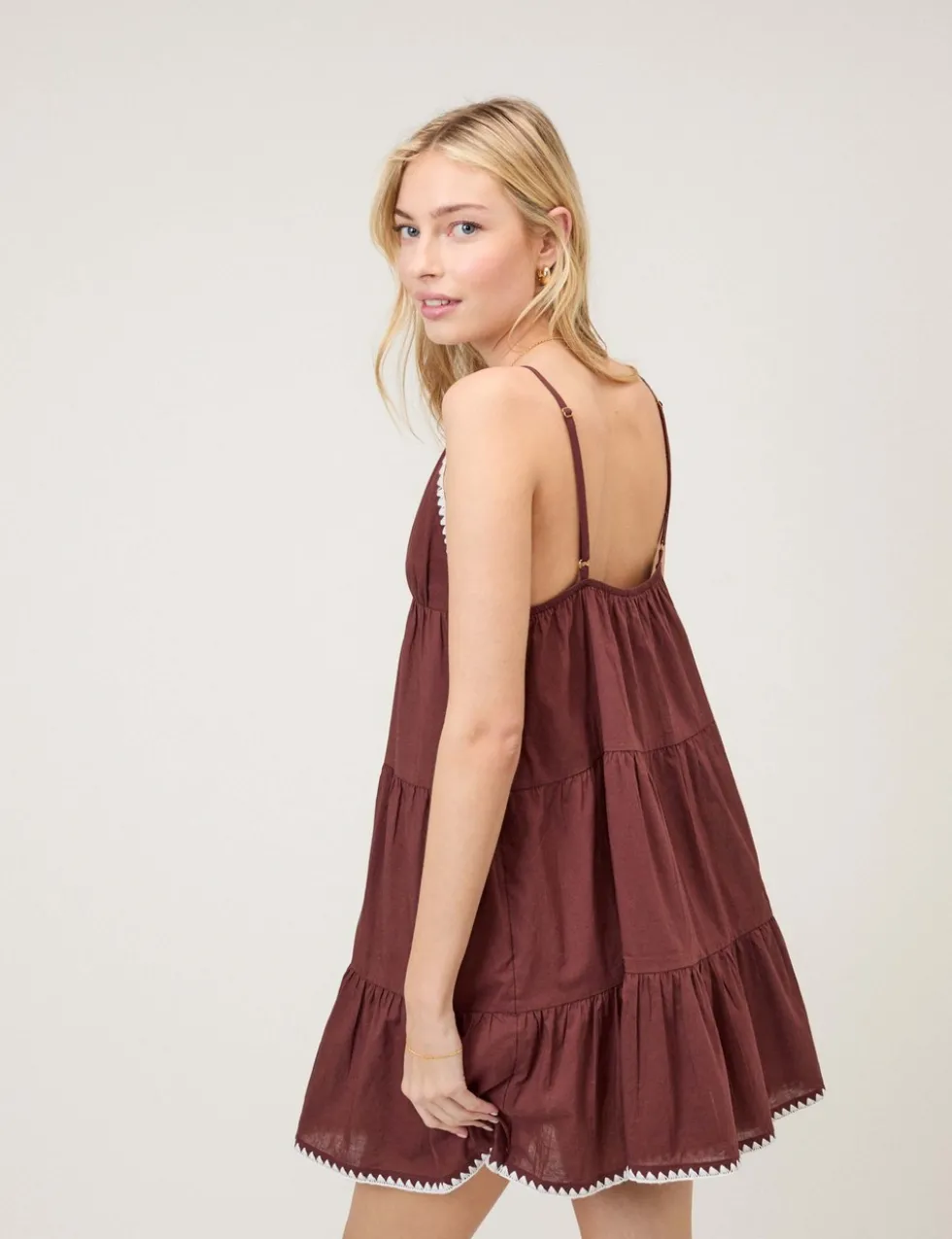Pure Cotton Tiered Mini Smock Beach Dress