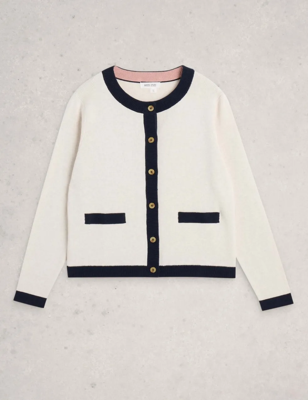Pure Cotton Tipped Button Front Cardigan