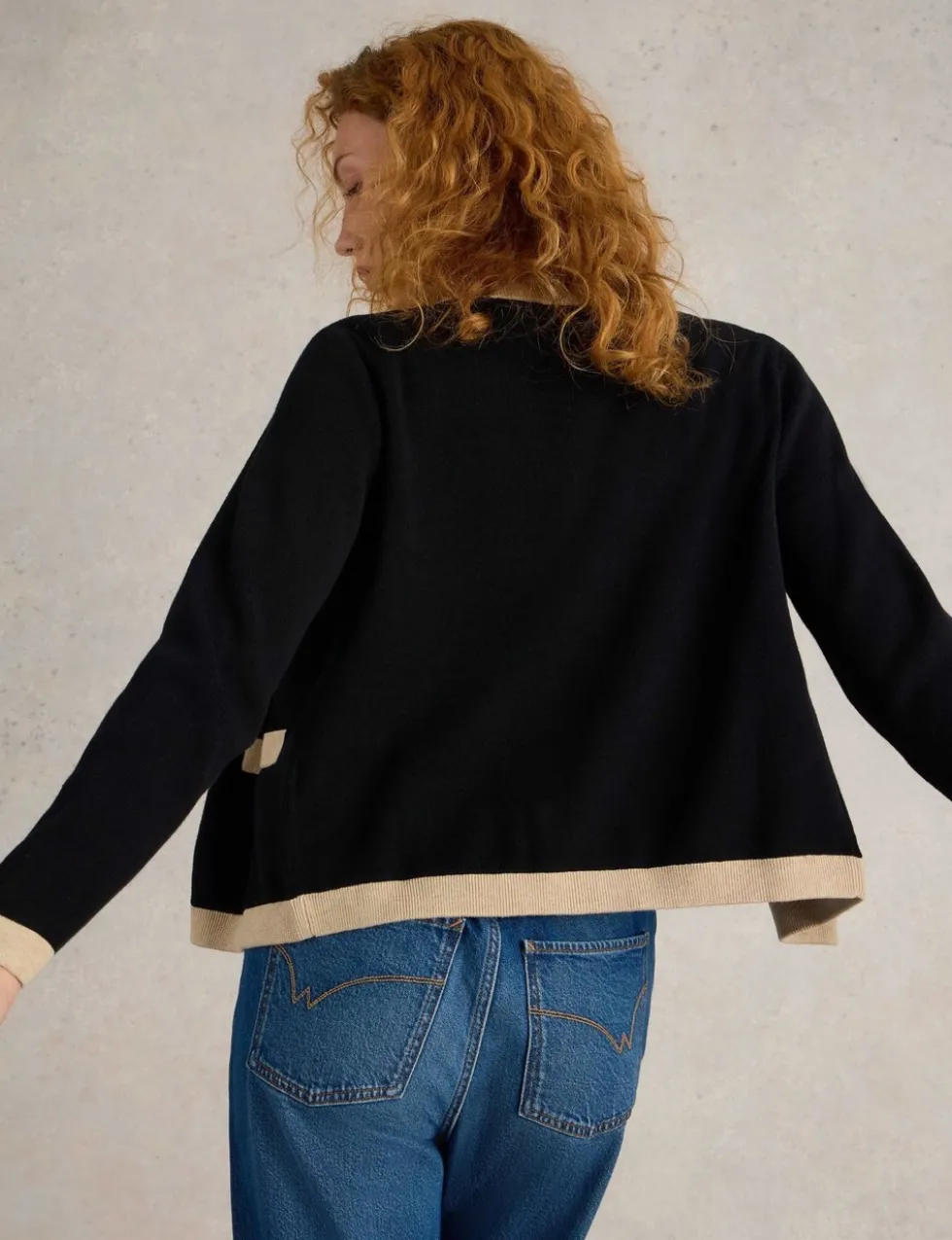 Pure Cotton Tipped Detail Cardigan