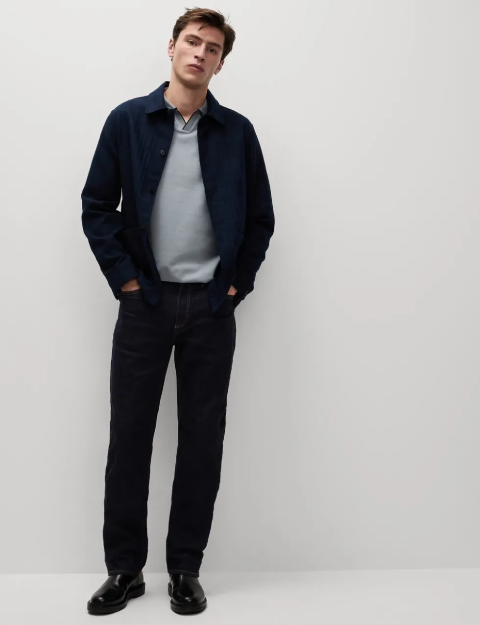 Pure Cotton Tipped Long Sleeve Polo Shirt