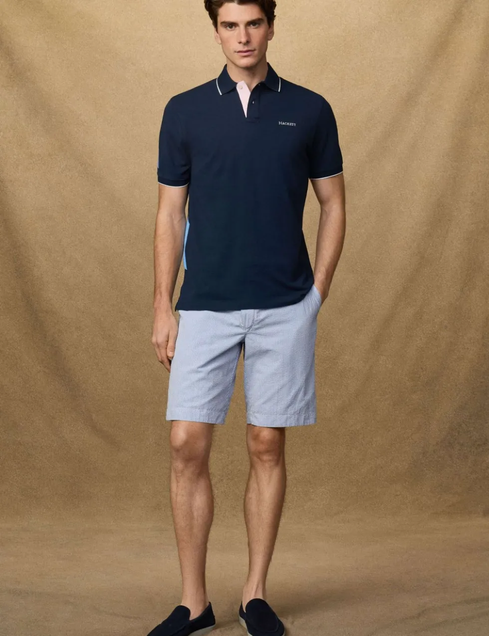 Pure Cotton Tipped Striped Polo Shirt