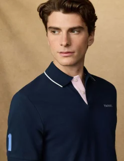 Pure Cotton Tipped Striped Polo Shirt