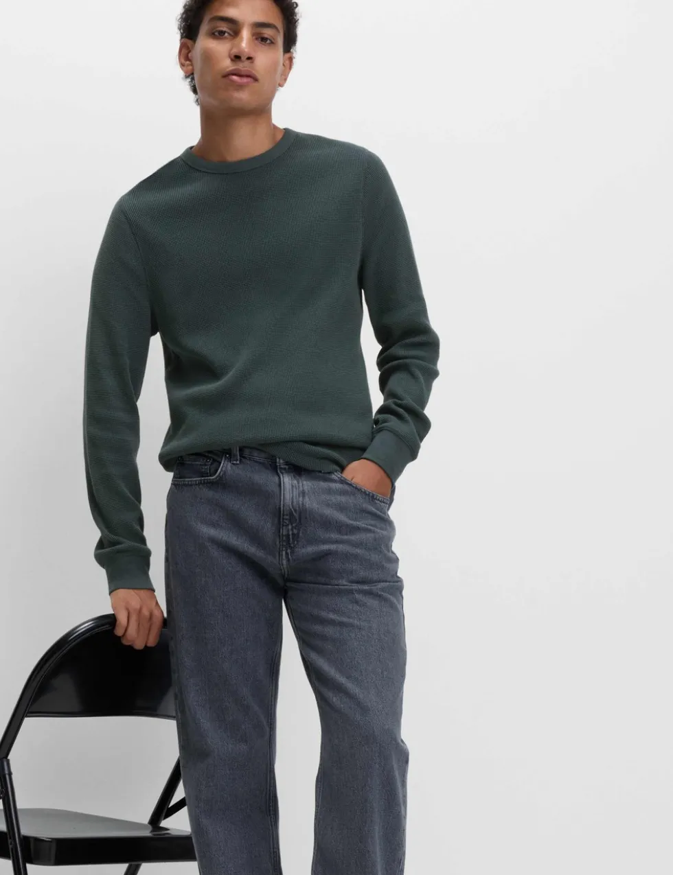 Pure Cotton 2-Tone Waffle Sweatshirt