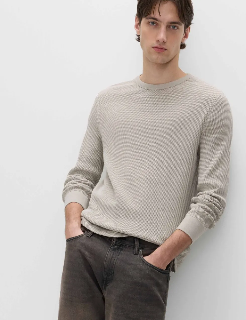 Pure Cotton 2-Tone Waffle Sweatshirt