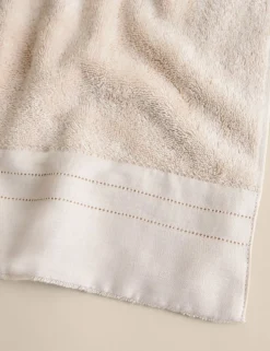 Pure Cotton Towel with Linen Border