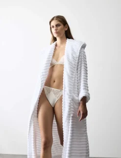 Pure Cotton Towelling Ribbed Dressing Gown