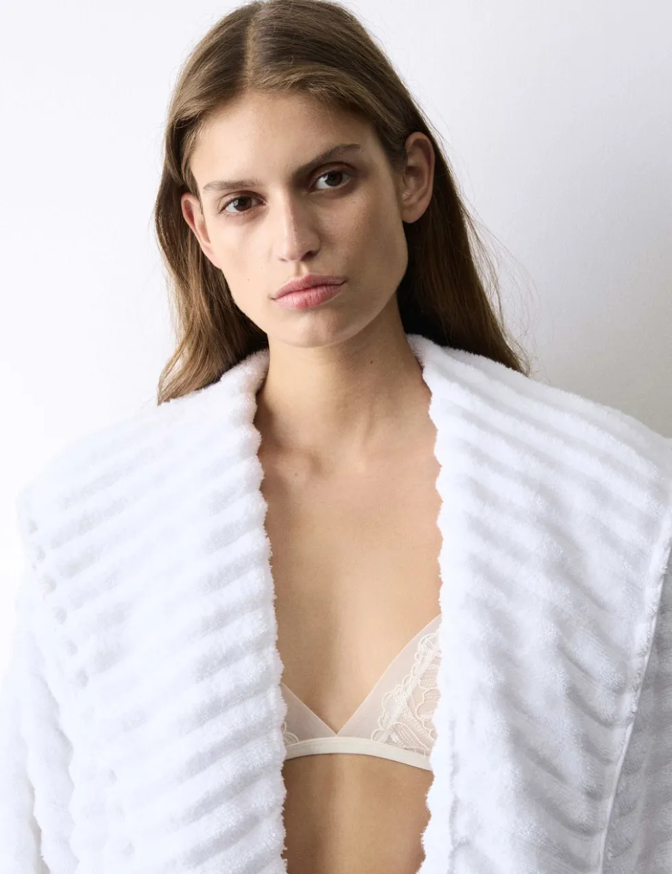 Pure Cotton Towelling Ribbed Dressing Gown
