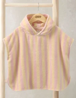 Pure Cotton Towelling Striped Hooded Poncho (3 Mths-3 Yrs)