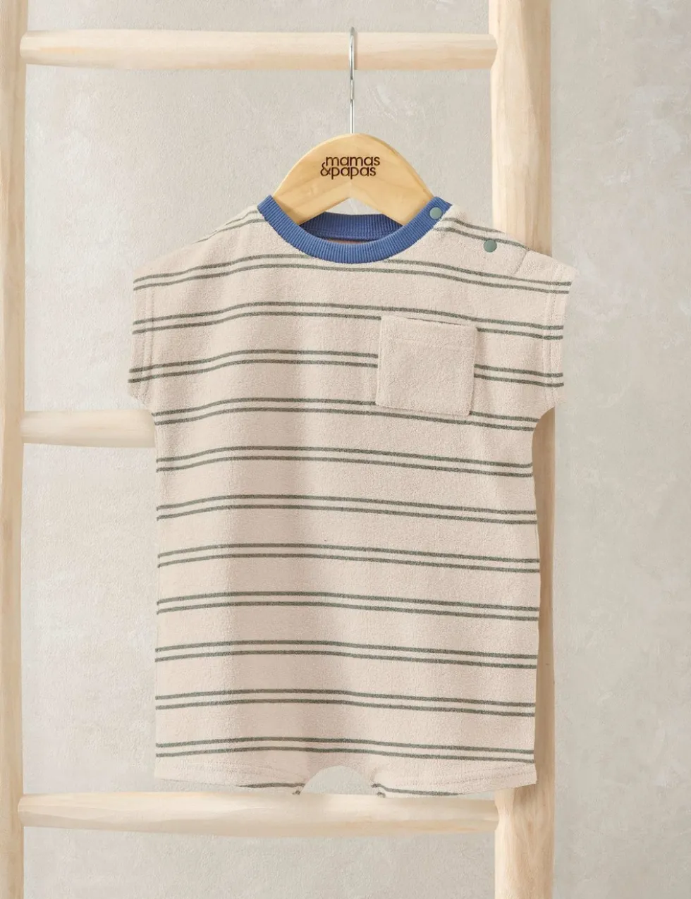 Pure Cotton Towelling Striped Romper (0-18 Months)