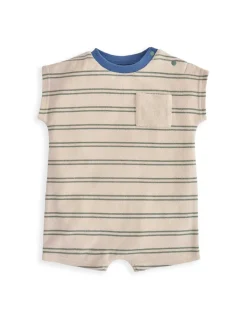 Pure Cotton Towelling Striped Romper (0-18 Months)