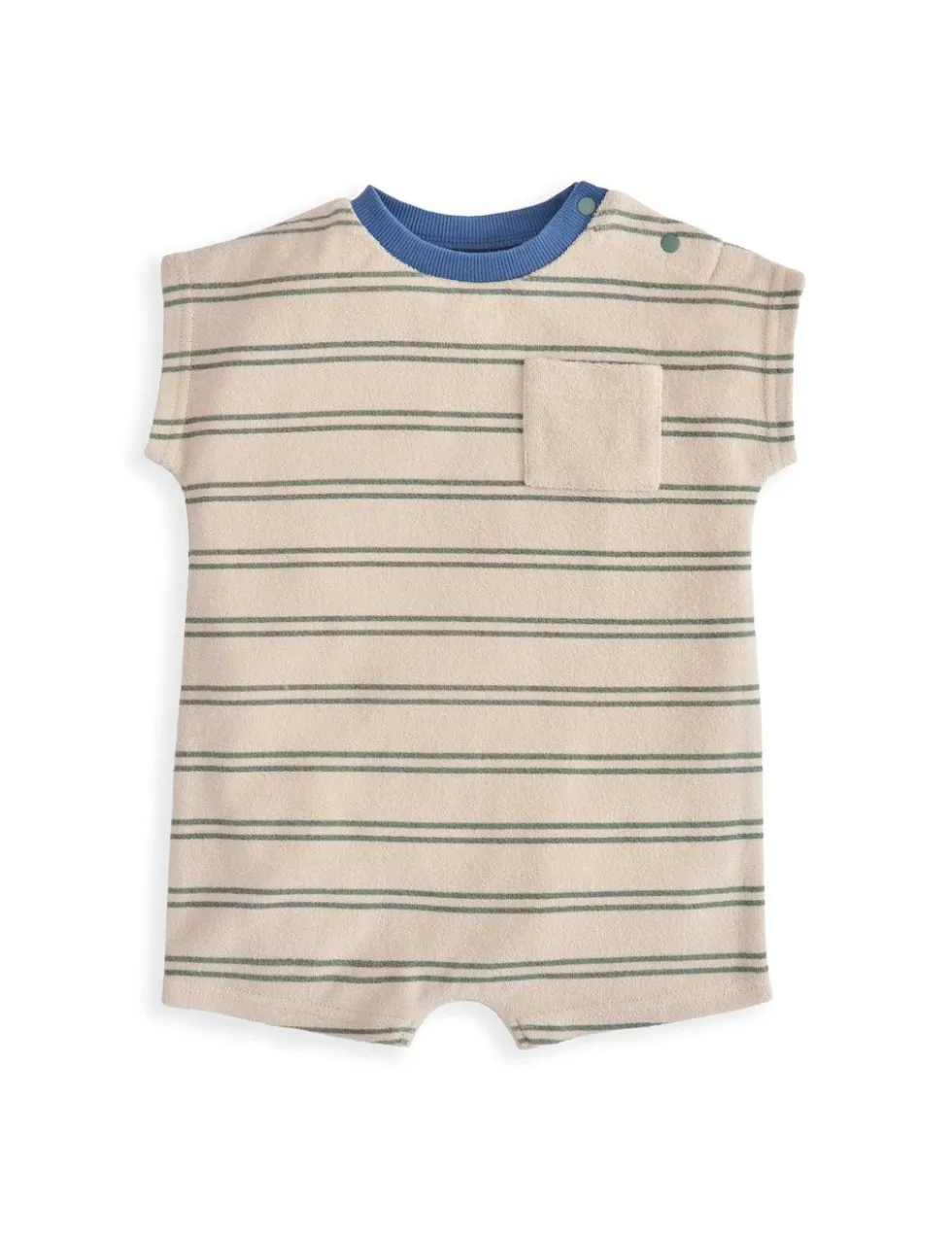 Pure Cotton Towelling Striped Romper (0-18 Months)